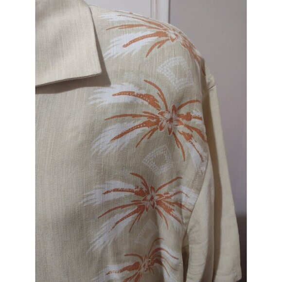 Tommy Bahama “Welcome To The Island” Embroidered Silk Camp Shirt Size XL Yellow - Picture 6 of 12